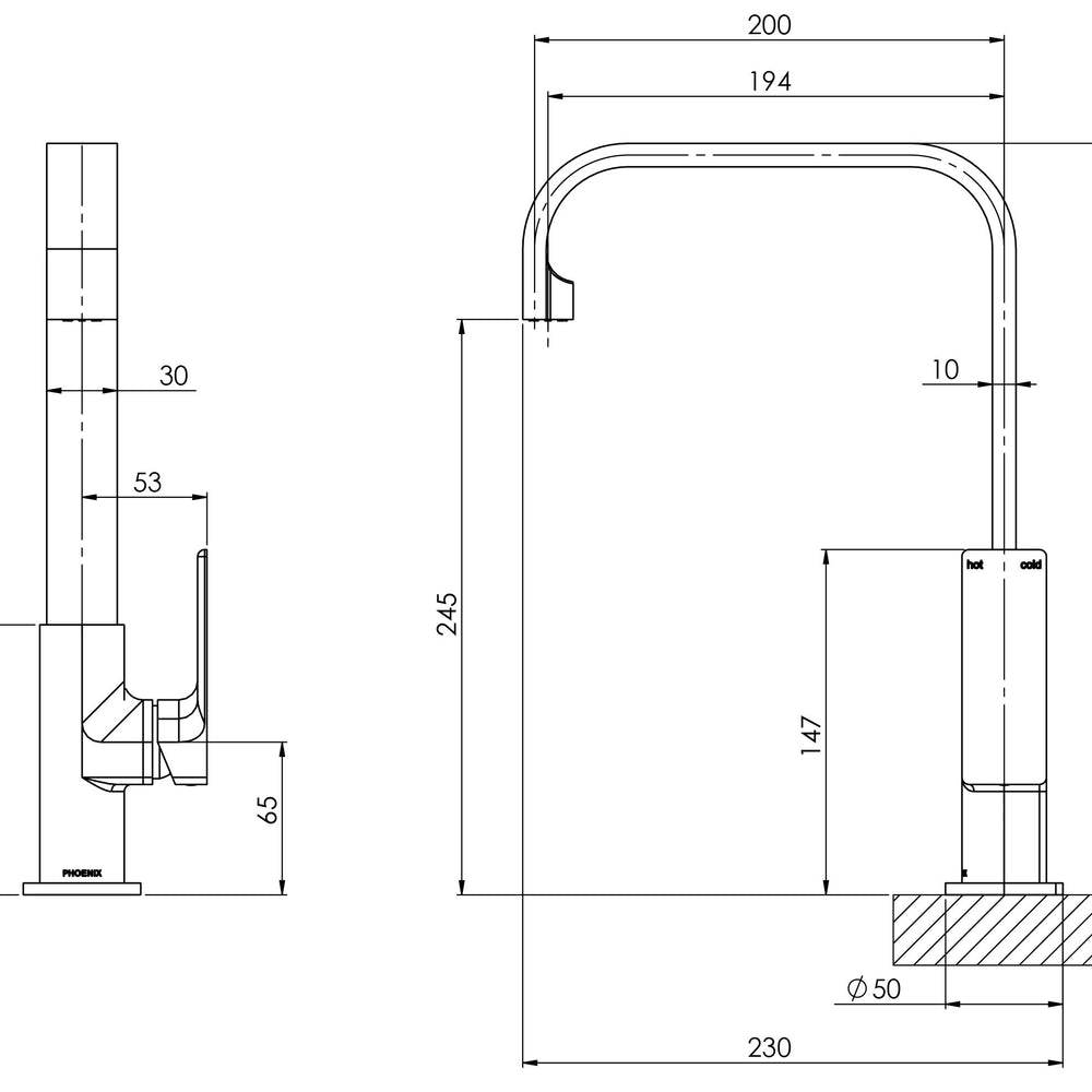 PHOENIX GLOSS SINK MIXER 200MM CHROME
