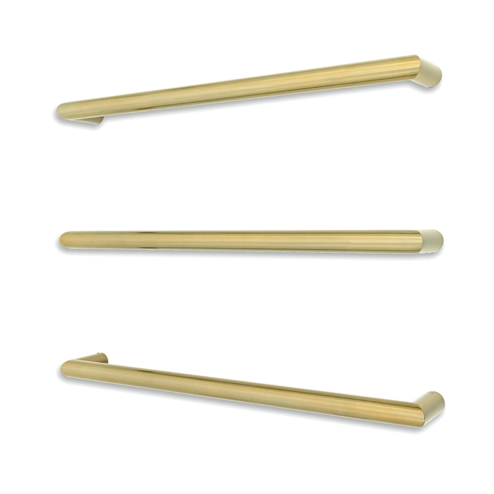 RADIANT HEATING VERTICAL ROUND HEATED SINGLE TOWEL RAIL LIGHT GOLD (ALSO AVAILABLE IN 650MM AND 800MM)