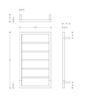 THERMOGROUP JEEVES SPARTAN BOXX HEATED RAIL SATIN BLACK 930MM