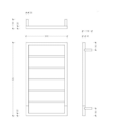 THERMOGROUP JEEVES SPARTAN BOXX HEATED RAIL SATIN BLACK 930MM
