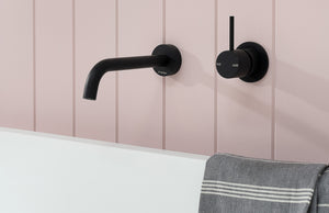 PHOENIX VIVID SLIMLINE WALL BATH OUTLET 180MM MATTE BLACK