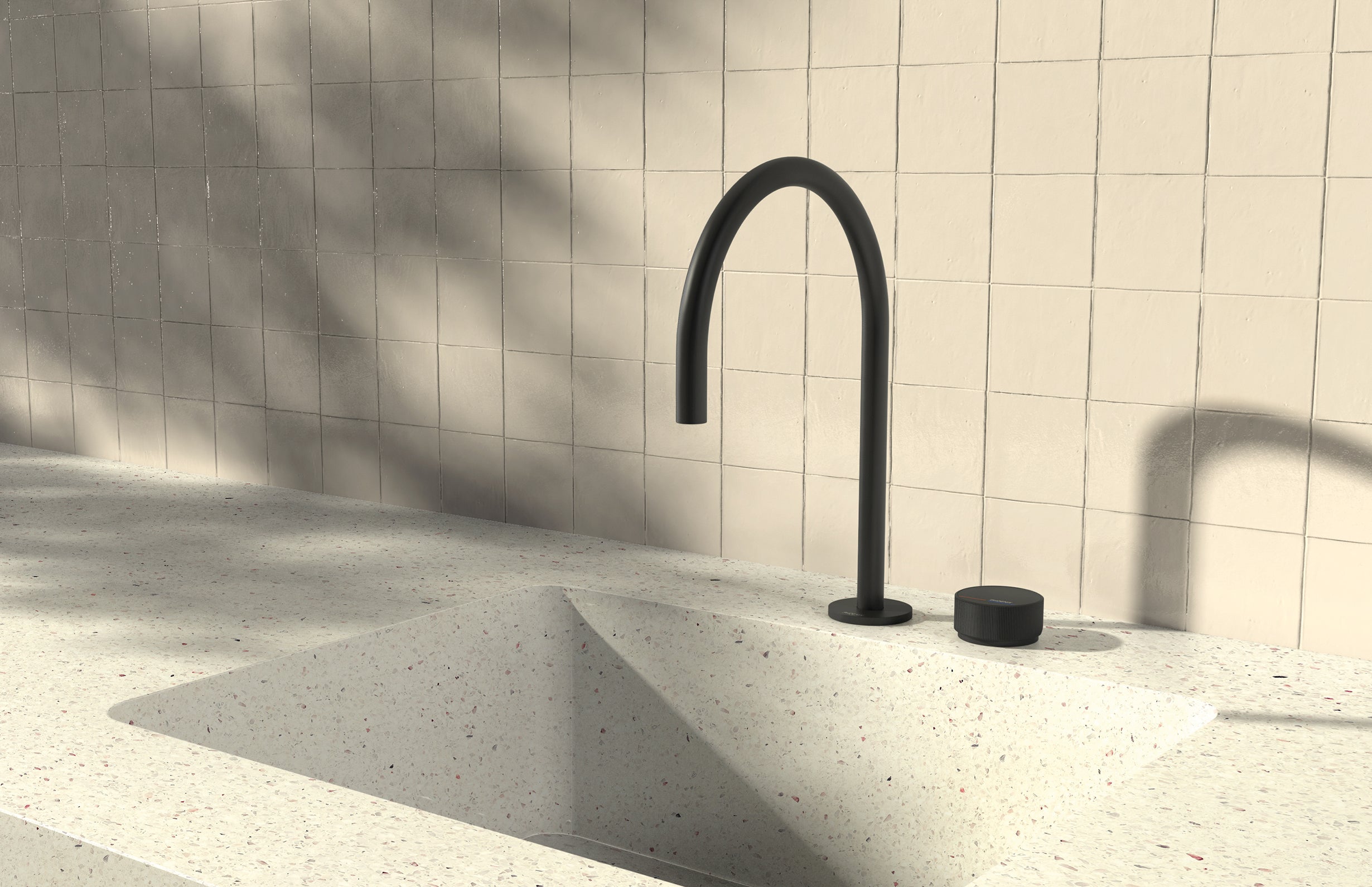 PHOENIX AXIA HOB GOOSENECK SINK MIXER SET 316MM MATTE BLACK