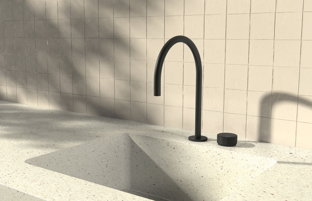 PHOENIX AXIA HOB GOOSENECK SINK MIXER SET 316MM MATTE BLACK