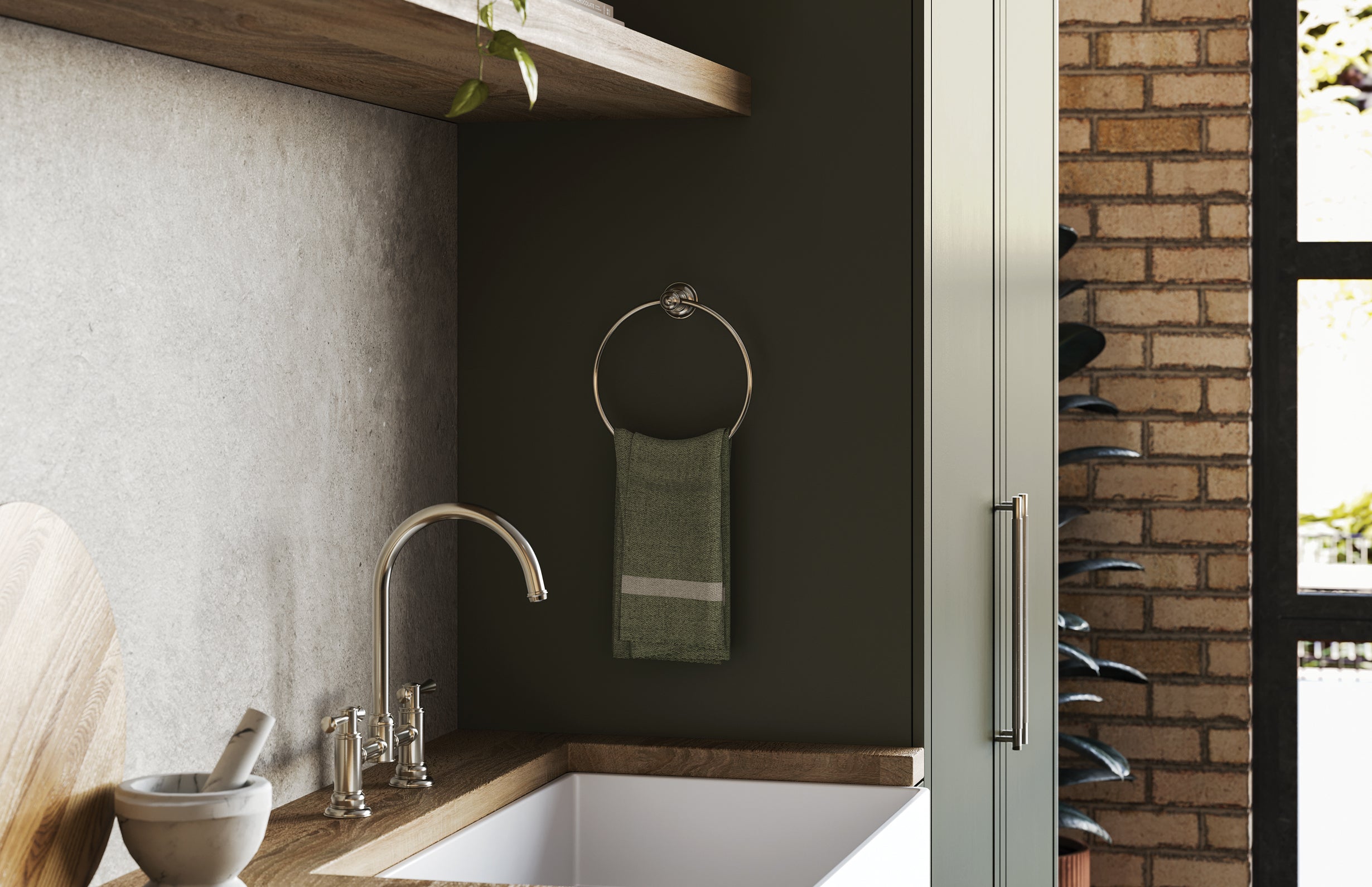 PHOENIX CROMFORD HAND TOWEL HOLDER BRUSHED NICKEL 208MM