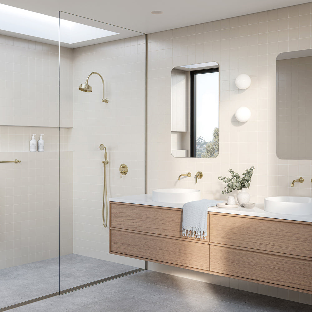 PHOENIX CROMFORD HIGH-RISE SHOWER ARM AND ROSE 150MM BRUSHED GOLD