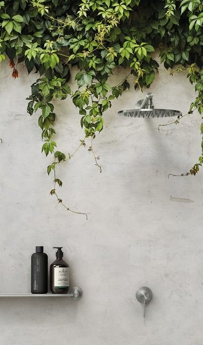 PHOENIX RADII SHOWER SHELF ROUND PLATE SILVER GREY 424MM