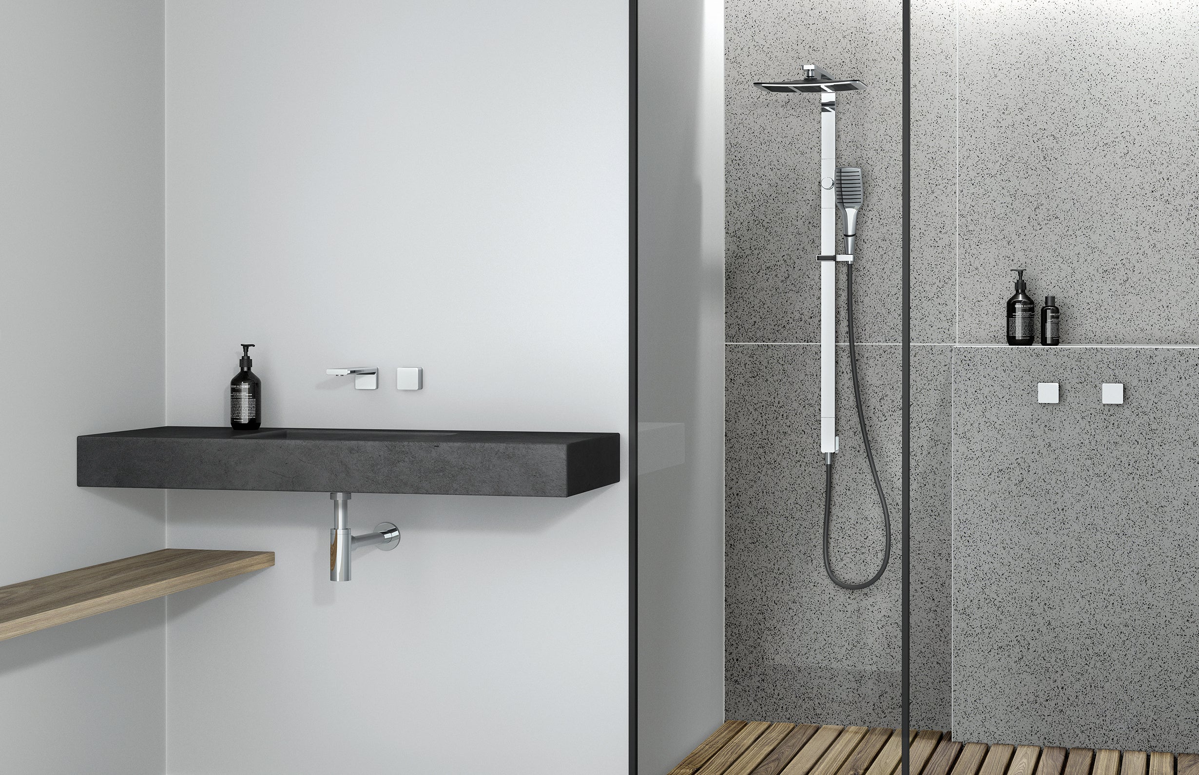 PHOENIX NX CAPE TWIN SHOWER CHROME AND MATTE BLACK