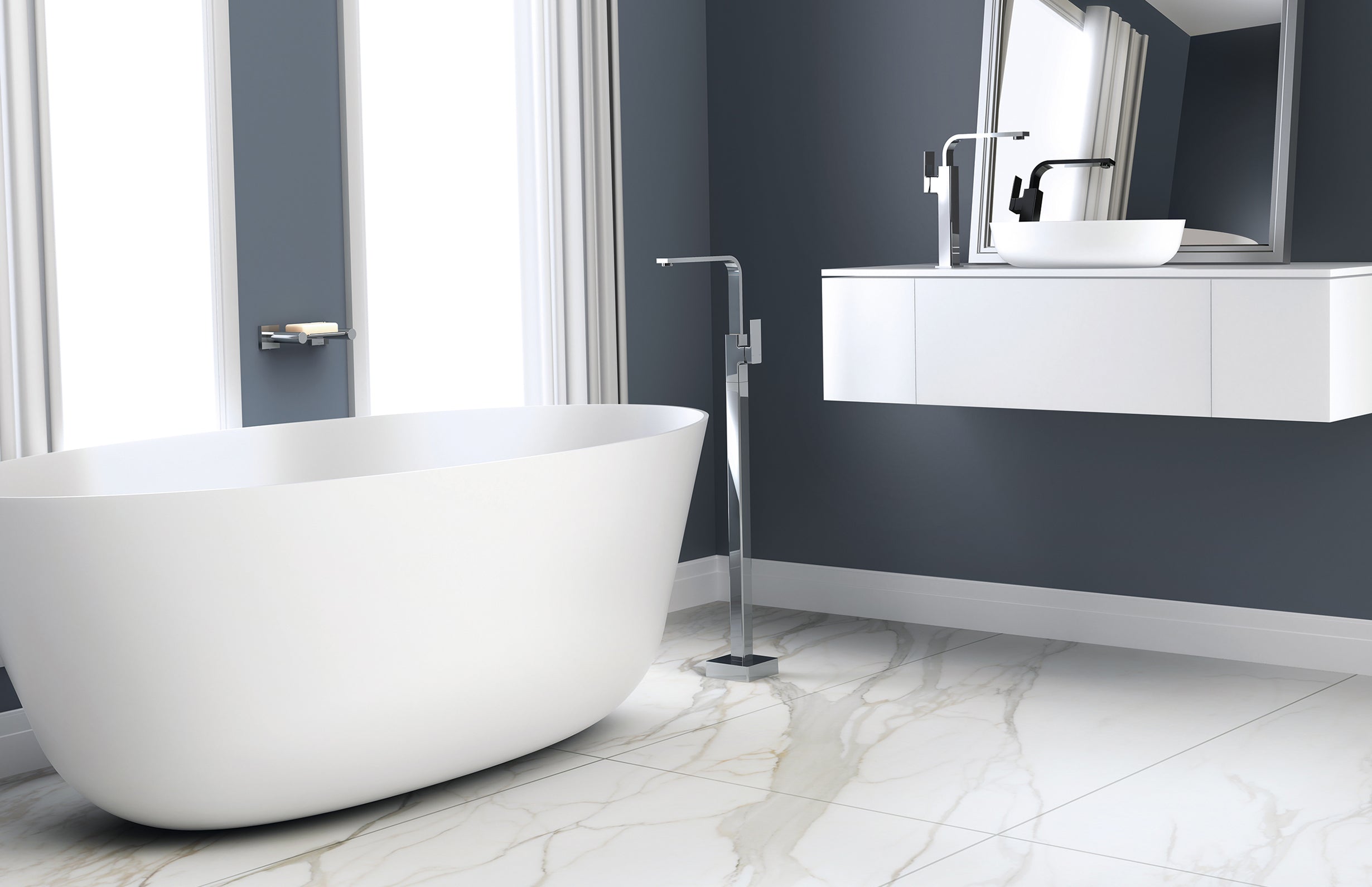 PHOENIX RADII FLOOR MOUNTED BATH MIXER 939MM CHROME