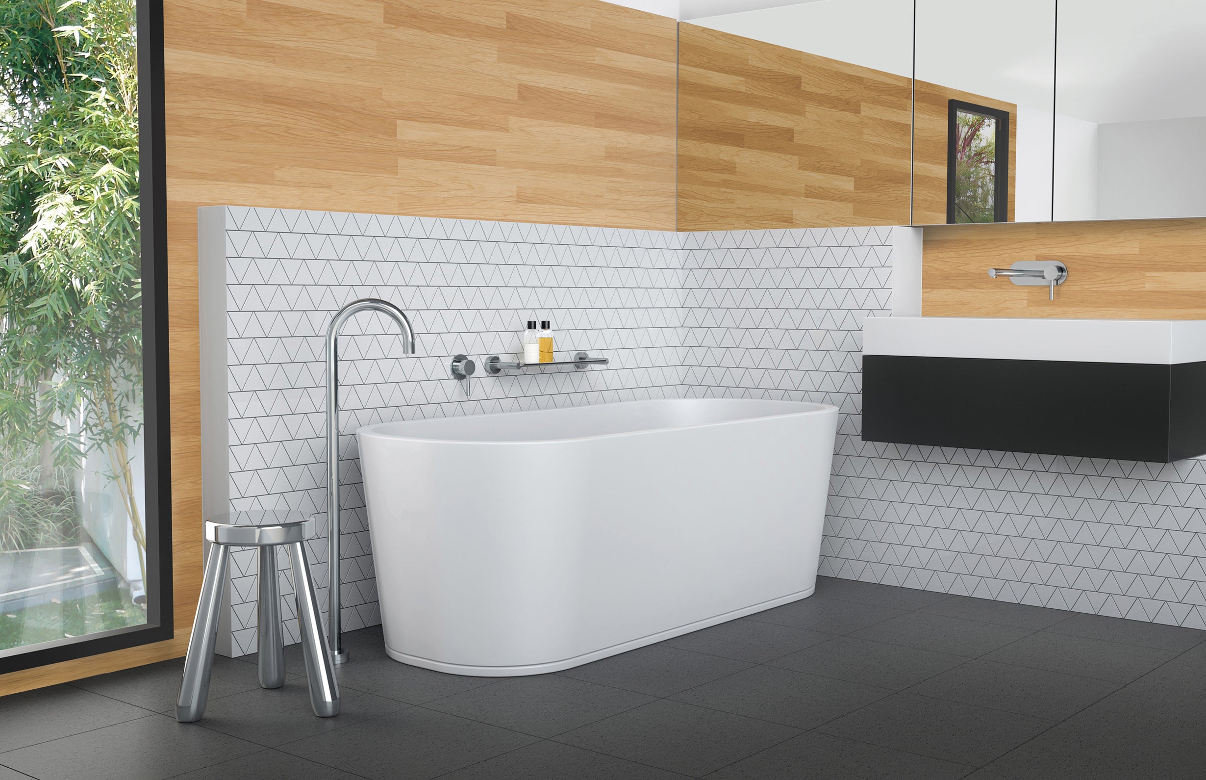 PHOENIX VIVID WALL BASIN MIXER SET 200MM CHROME