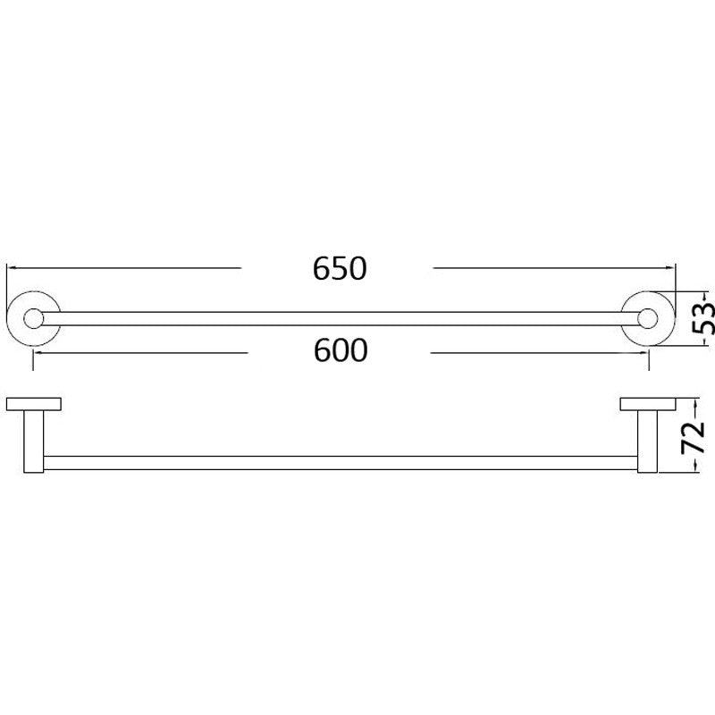 IKON OTUS SINGLE TOWEL RAIL GUN METAL 600MM AND 750MM