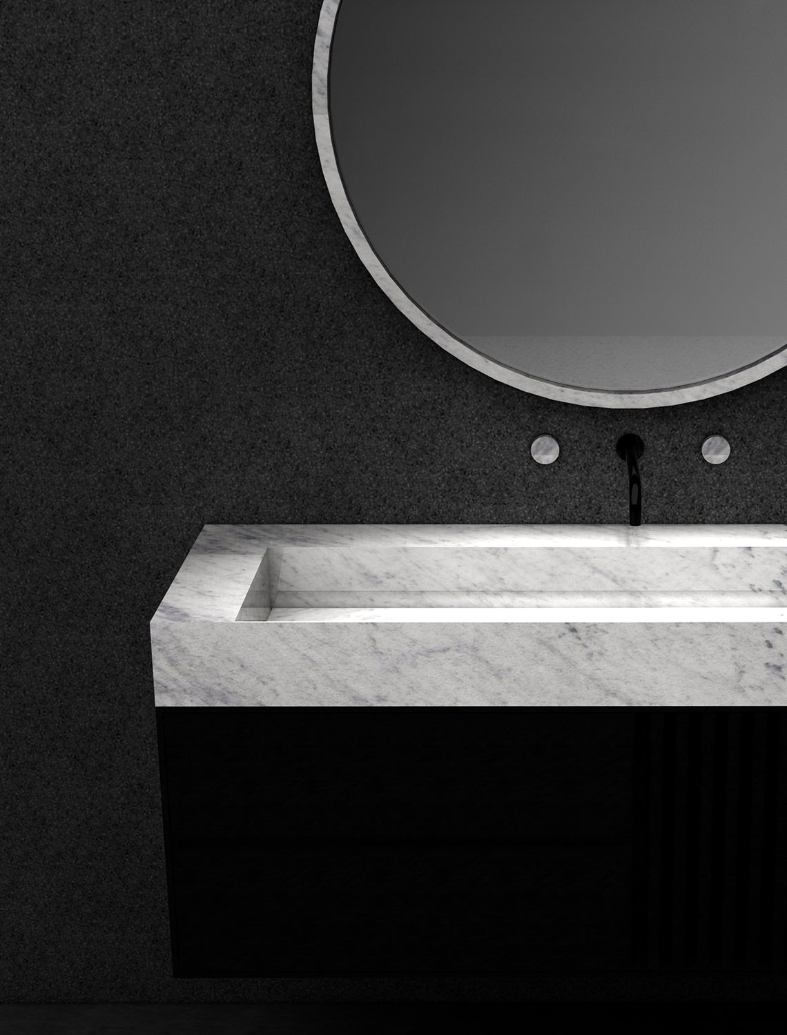 GALLARIA ELAN RECTANGULAR CARRARA WHITE STONE WASHPLANE 1200MM