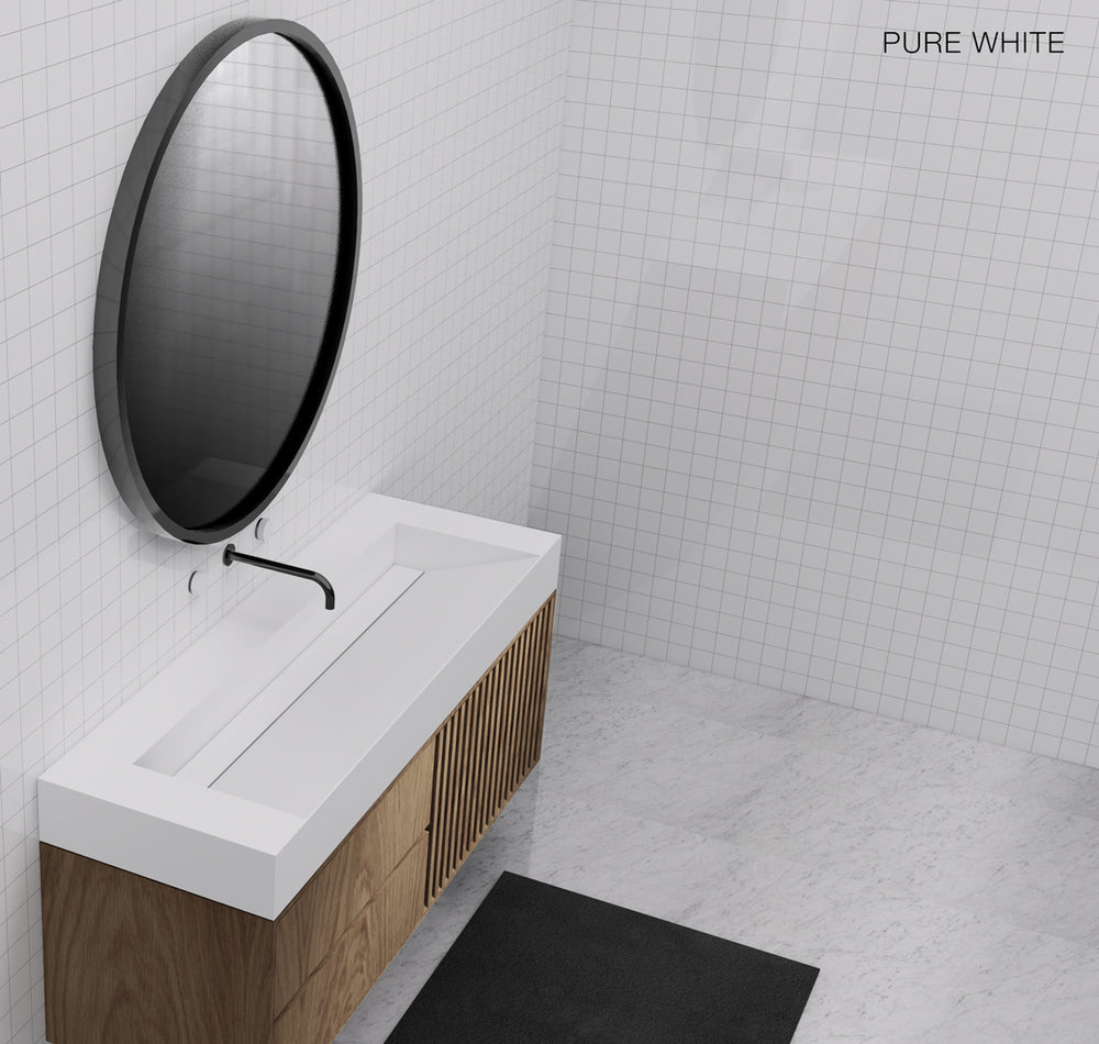 GALLARIA ELAN RECTANGULAR ELEMENTS STONE WASHPLANE 1200MM PURE WHITE