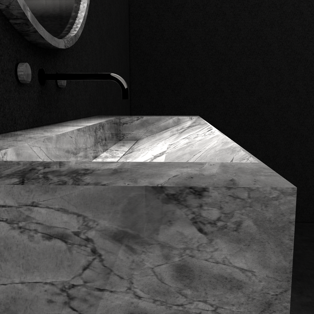GALLARIA ELAN RECTANGULAR SUPERWHITE STONE WASHPLANE 1600MM