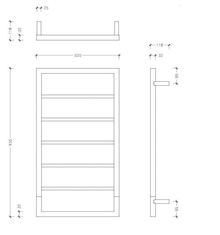 THERMOGROUP JEEVES SPARTAN BOXX HEATED TOWEL RAIL STAINLESS STEEL 930MM