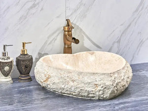 INFINITY ART BASIN NATURE STONE HEART SHAPE MARBLE 440MM