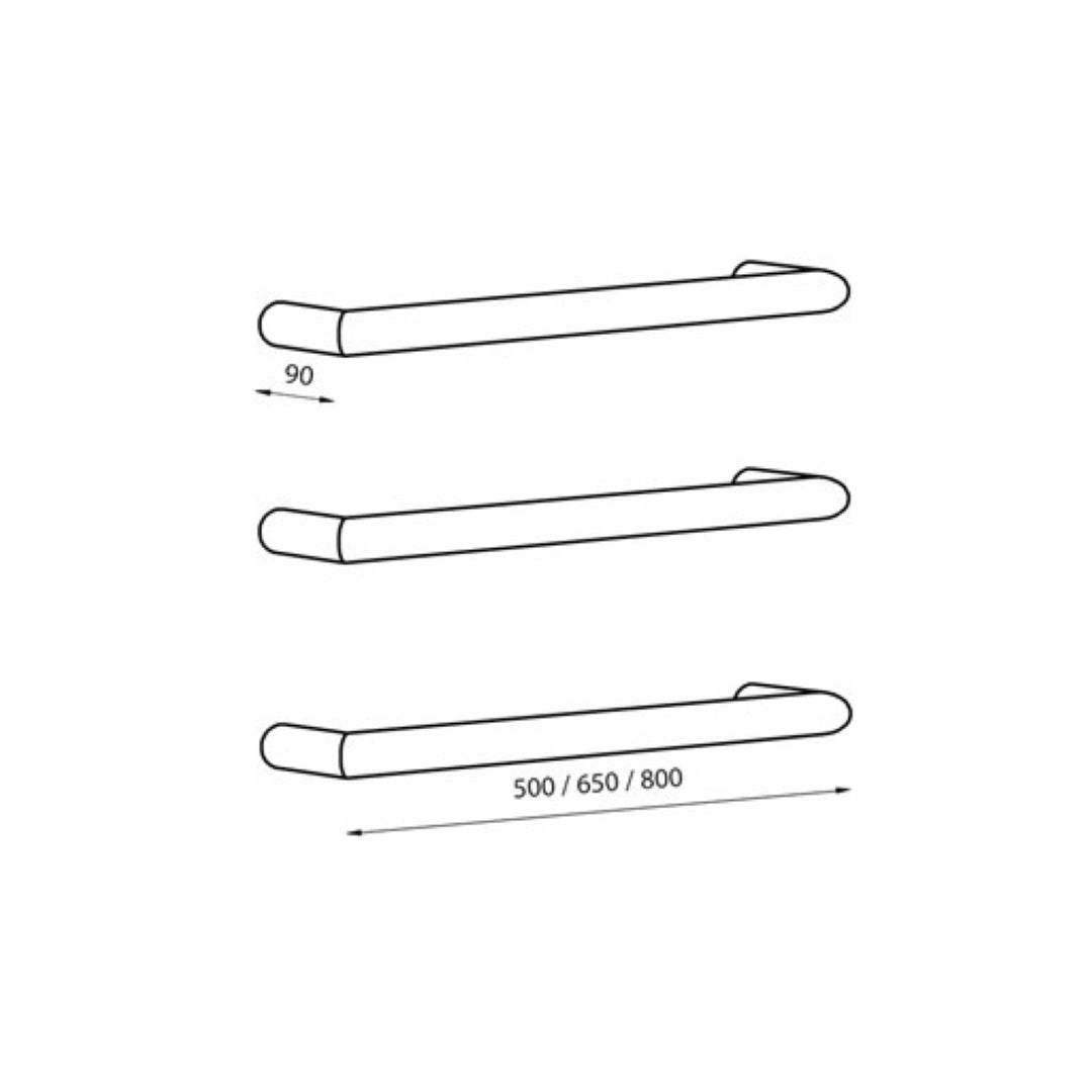 RADIANT HEATING VERTICAL ROUND HEATED SINGLE TOWEL RAIL CHAMPAGNE 650MM