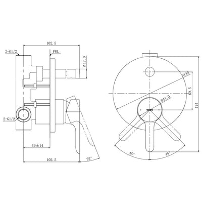 TOTO LB WALL MIXER WITH DIVERTER CHROME