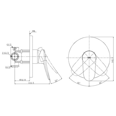 TOTO LF WALL MIXER 142MM CHROME