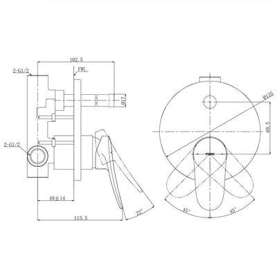 TOTO LF WALL MIXER WITH DIVERTER CHROME