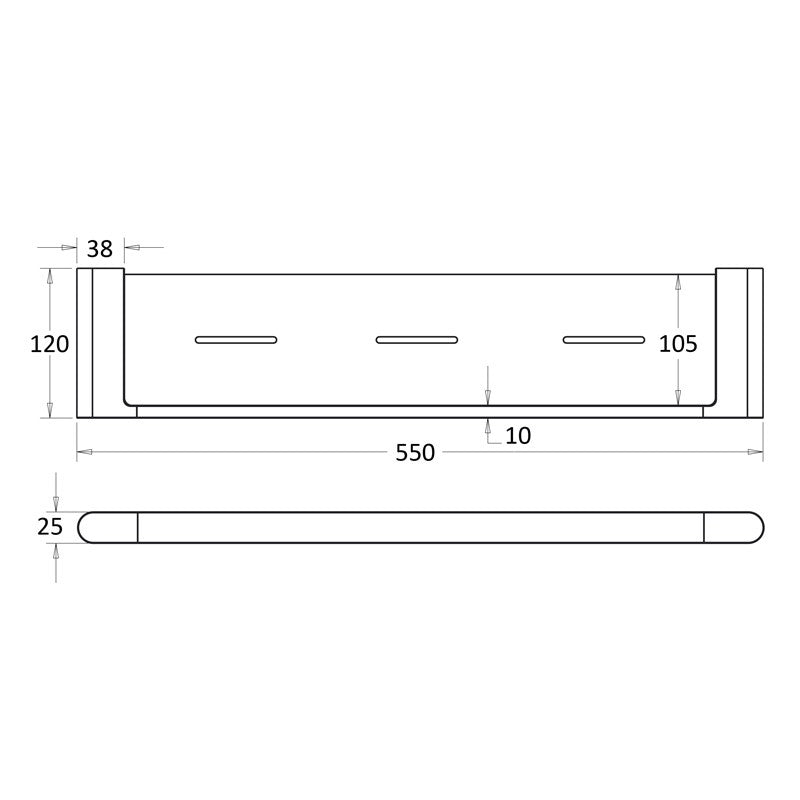 IKON FLORES COSMETIC SHELF BRUSHED NICKEL 550MM