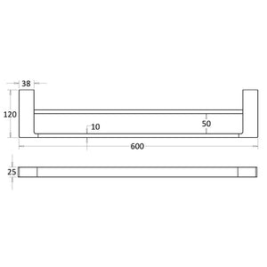 IKON CERAM DOUBLE NON-HEATED TOWEL RAIL BRUSHED NICKEL 600MM AND 800MM