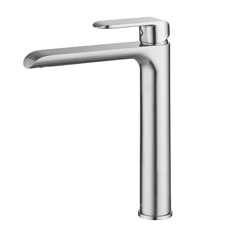 IKON KARA LEAD FREE HIGH RISE BASIN MIXER 278MM BRUSHED NICKEL