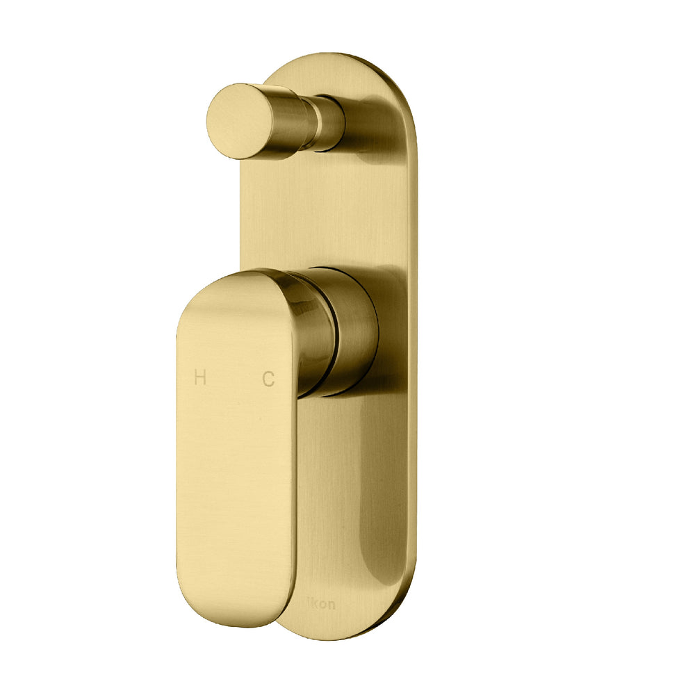 IKON KARA WALL MIXER WITH DIVERTER 194MM BRUSHED GOLD