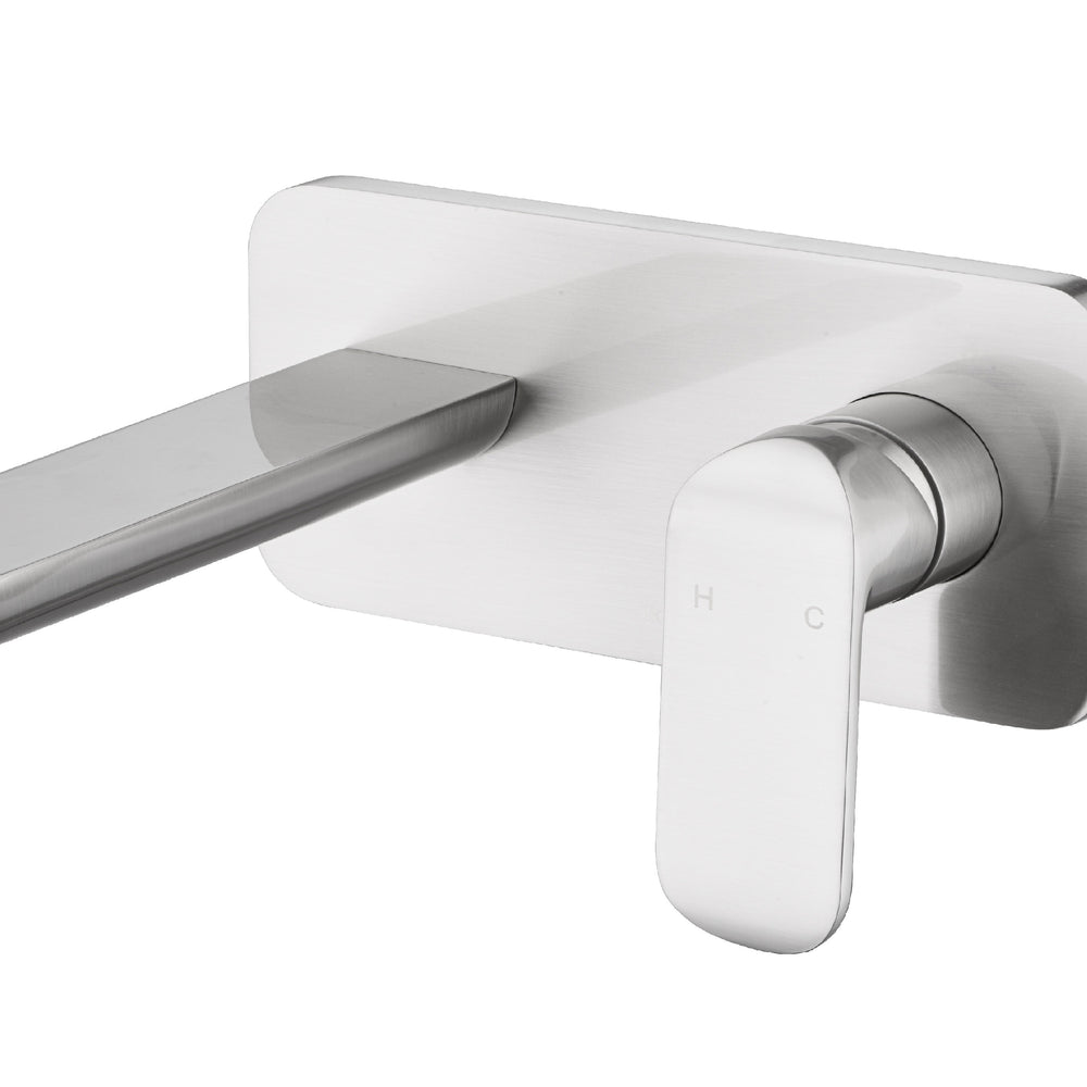 IKON KARA LEAD FREE WALL BASIN MIXER BRUSHED NICKEL