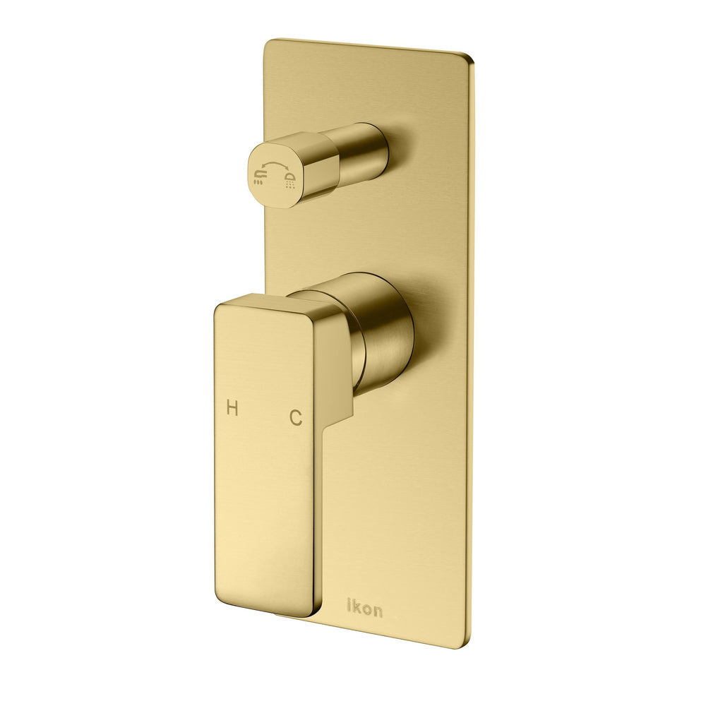 IKON CERAM WALL MIXER WITH DIVERTER 200MM BRUSHED GOLD