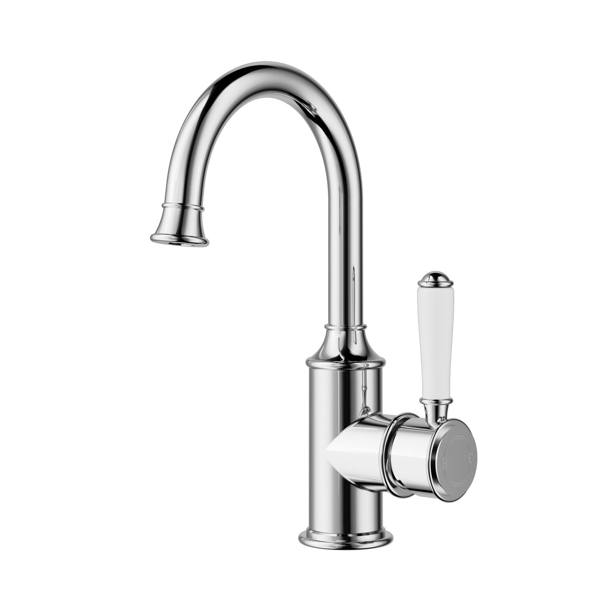 IKON CLASICO GOOSENECK BASIN MIXER 271MM CHROME (CERAMIC HANDLE)