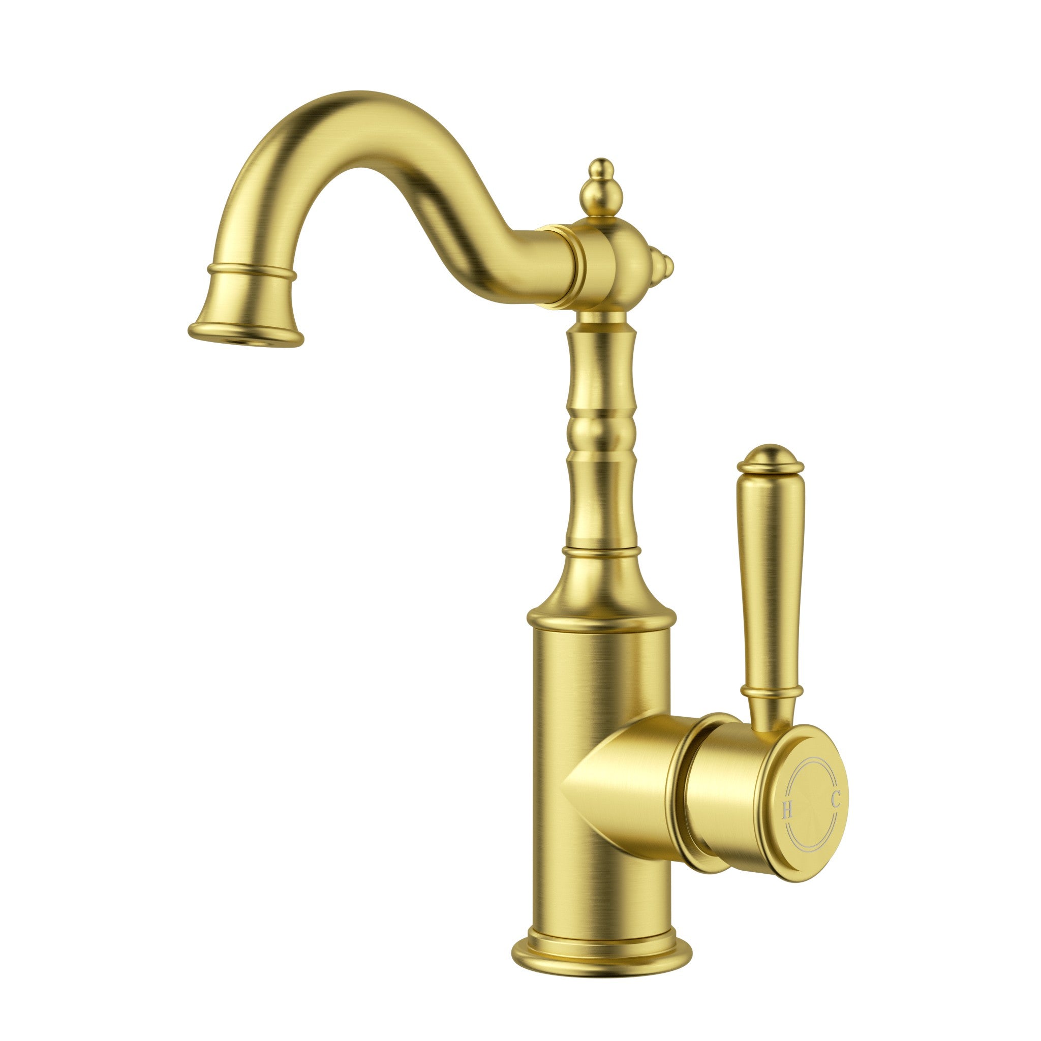IKON CLASICO BASIN MIXER 243MM BRUSHED GOLD (BRASS HANDLE)