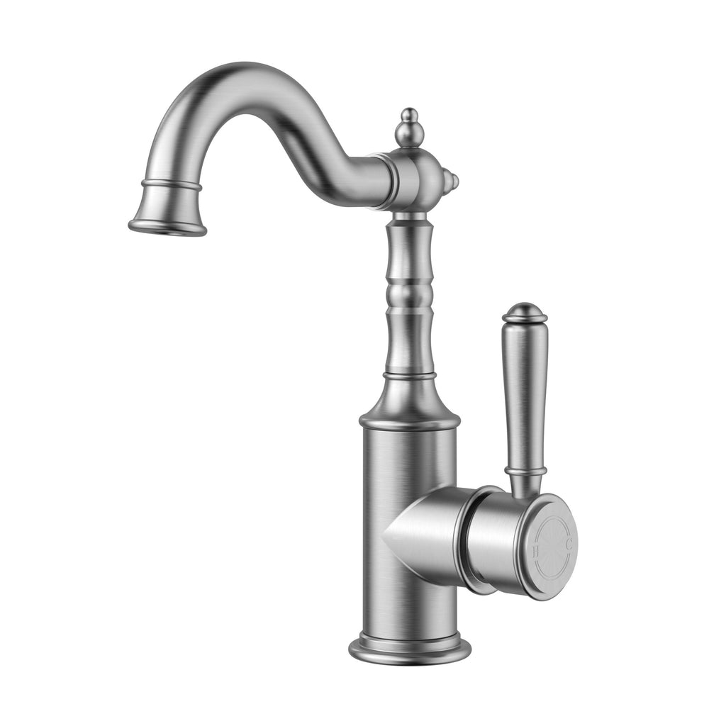IKON CLASICO BASIN MIXER 243MM BRUSHED NICKEL (BRASS HANDLE)