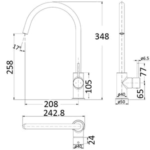 IKON HALI SINK MIXER 348MM GUN METAL