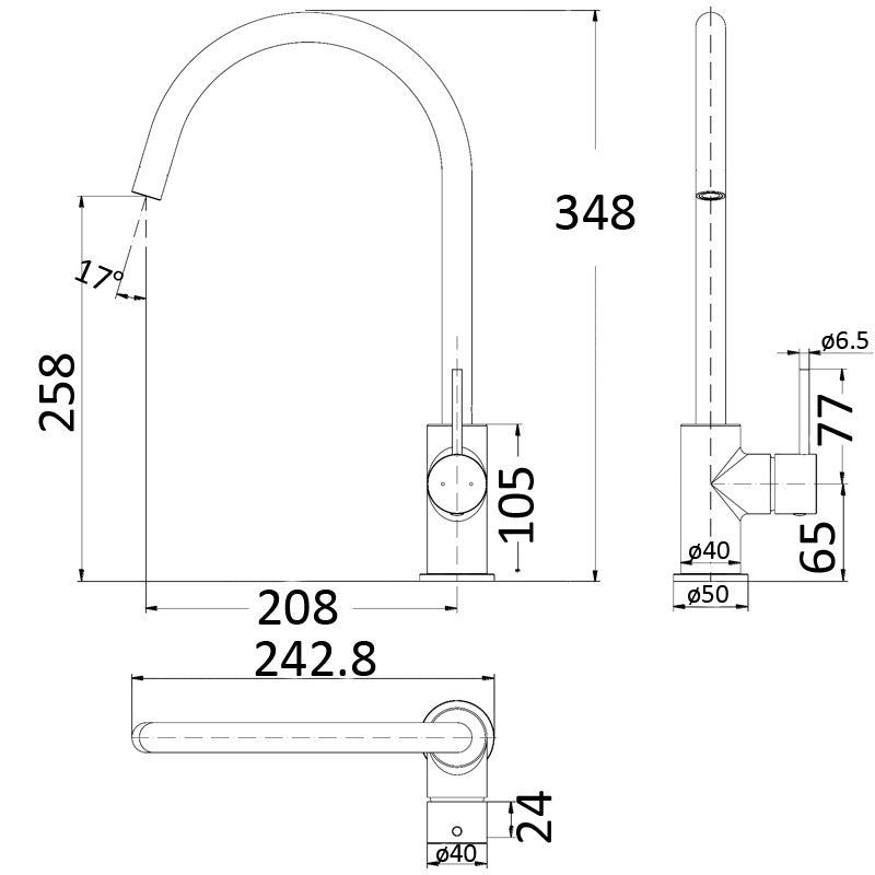 IKON HALI LEAD FREE SINK MIXER 348MM GUN METAL