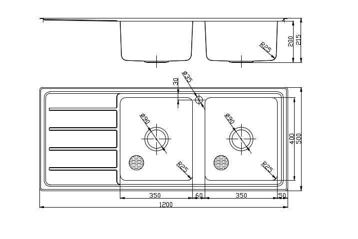 IKON SETO DOUBLE BOWL & SINGLE DRAINER KITCHEN SINK CHROME-RHB 1200MM