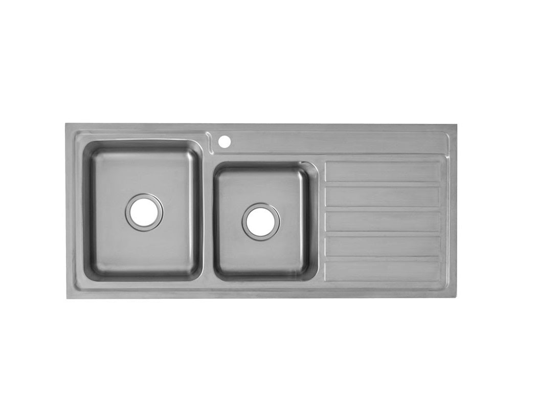 IKON SETO 1 & 3/4 BOWL & SINGLE DRAINER KITCHEN SINK-LHB CHROME 1160MM