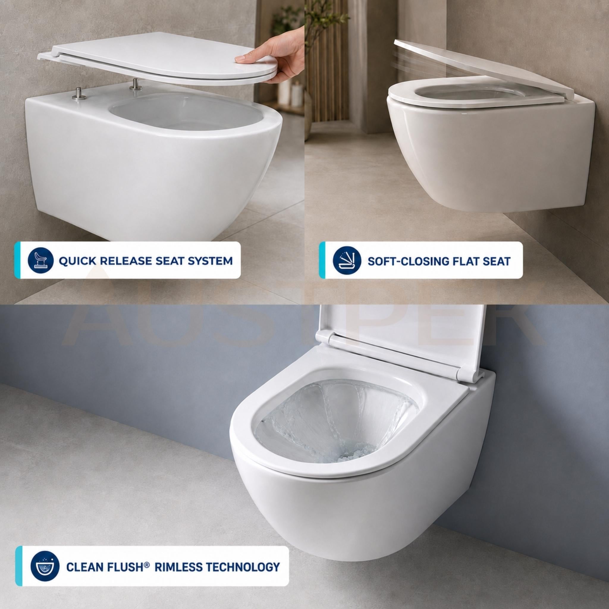 SEIMA ARKO RIMLESS WALL HUNG TOILET GLOSS WHITE