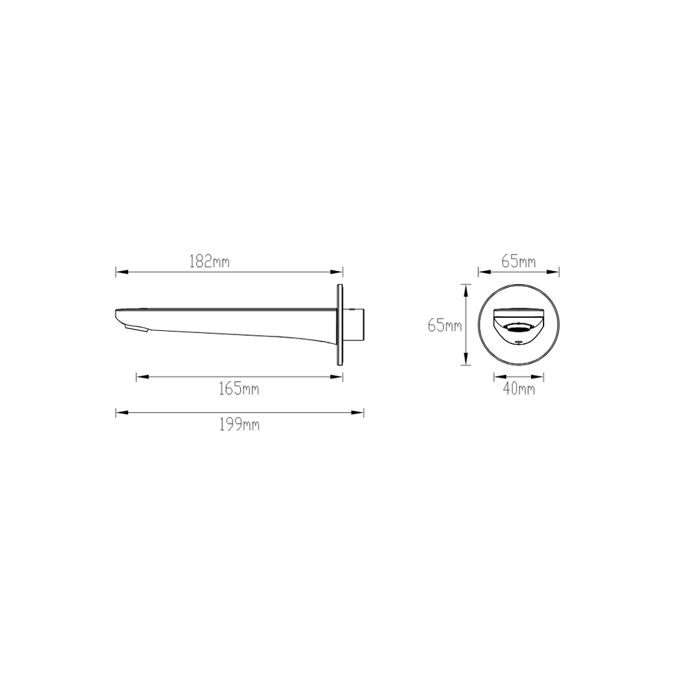 GARETH ASHTON VELA BASIN / BATH SPOUT 165MM GUN METAL - technical drawing