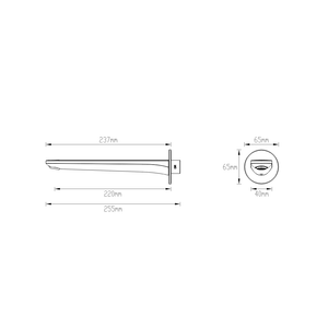 GARETH ASHTON VELA BASIN / BATH SPOUT 220MM GUN METAL - technical drawing