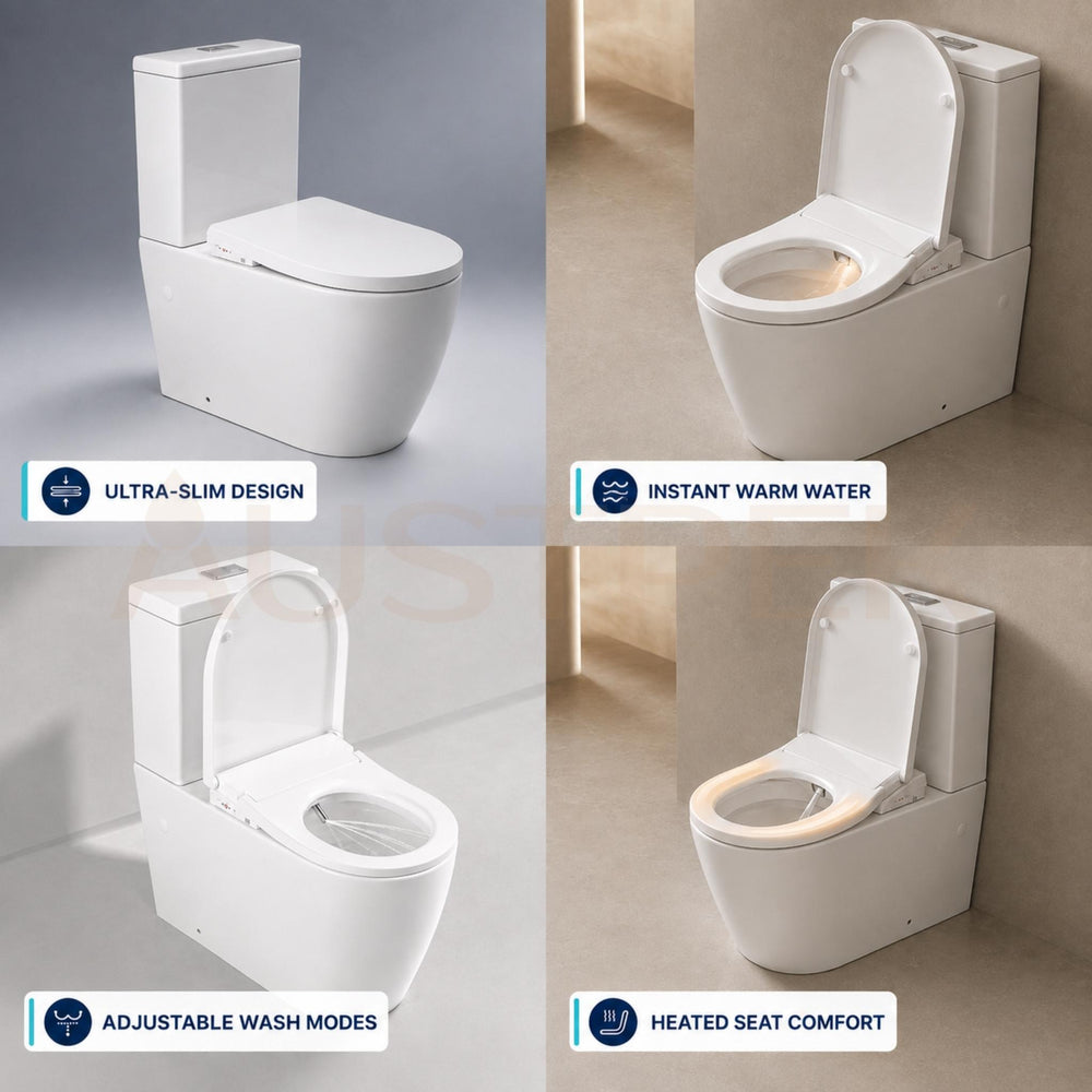 TURNER HASTINGS NARVA BACK-TO-WALL TOILET WITH DIB ULTRA SLIM REMOTE CONTROL BIDET ELONGATED GLOSS WHITE