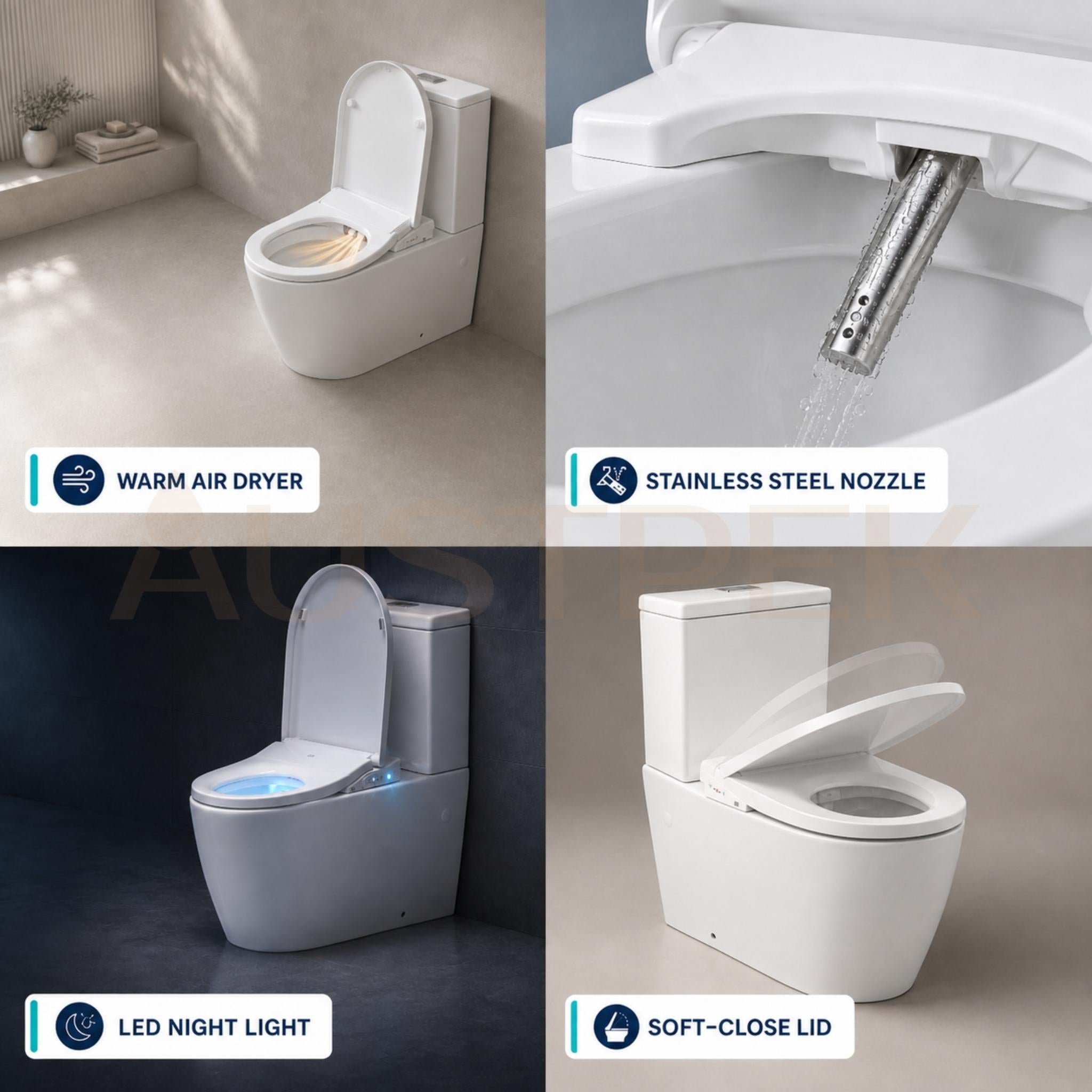 TURNER HASTINGS NARVA BACK-TO-WALL TOILET WITH DIB ULTRA SLIM REMOTE CONTROL BIDET ELONGATED GLOSS WHITE