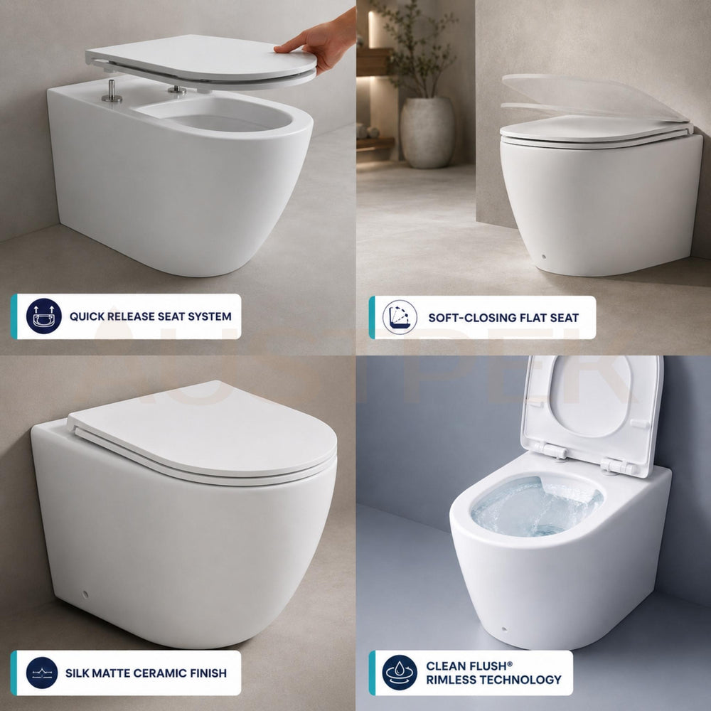 SEIMA ARKO RIMLESS WALL FACED TOILET MATTE WHITE
