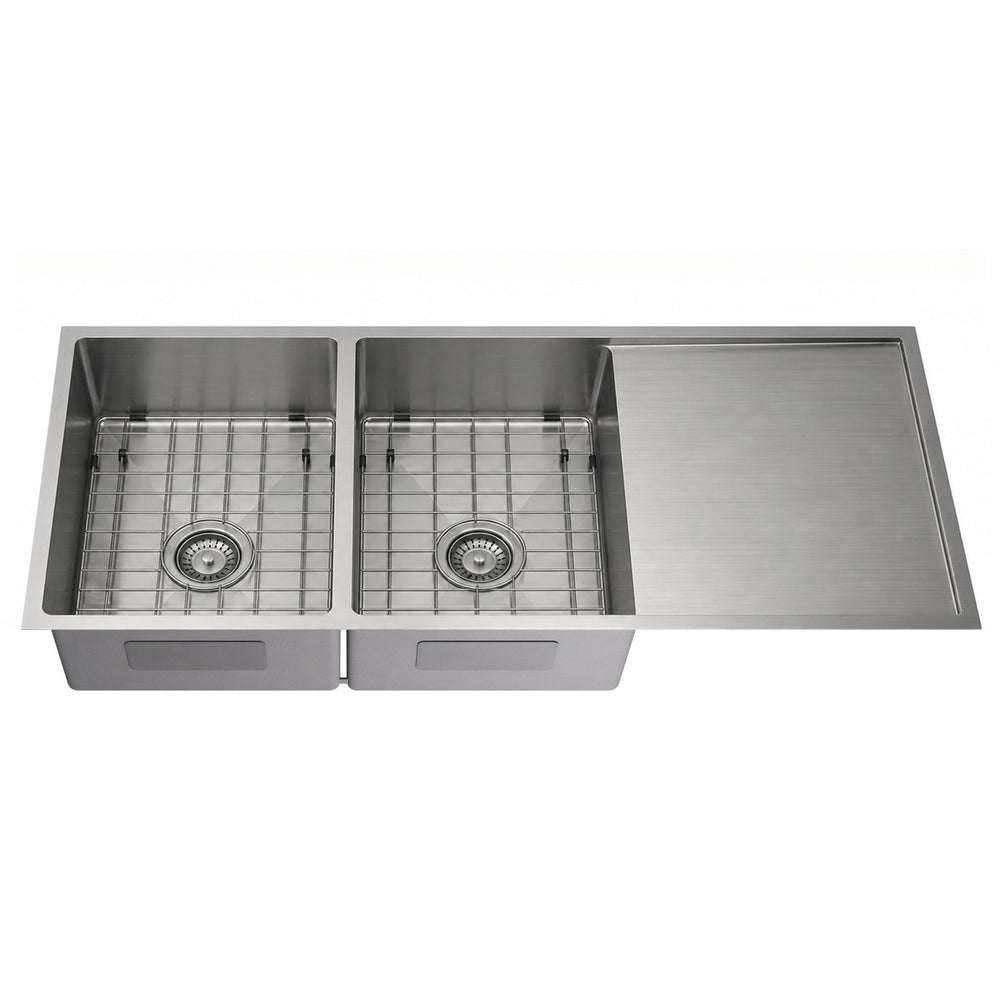LUKKA KLIFF HAND MADE PVD STAINLESS STEEL DOUBLE BOWL WITH DRAINER UNDERMOUNT KITCHEN SINK GUN METAL 1140MM