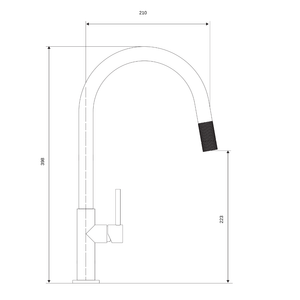 SCHOCK 536120 TALIA PULL OUT KITCHEN MIXER TECHNICAL DRAWING WITH DIMENSIONS