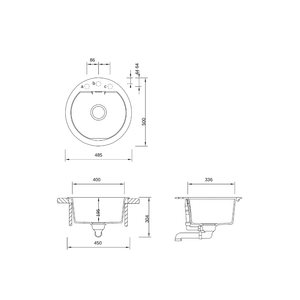 SCHOCK MR-100NT KITCHEN SINK TECHNICAL DRAWING WITH DIMENSIONS