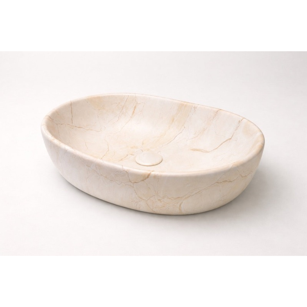 CLAYA OVAL ABOVE COUNTER BASIN MATTE BEIGE STONE MARBLE LOOK 485MM