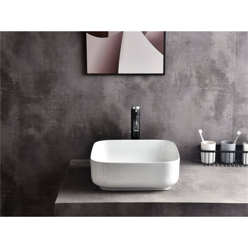 CLAYA SQUARE ABOVE COUNTER BASIN GLOSS WHITE 380MM