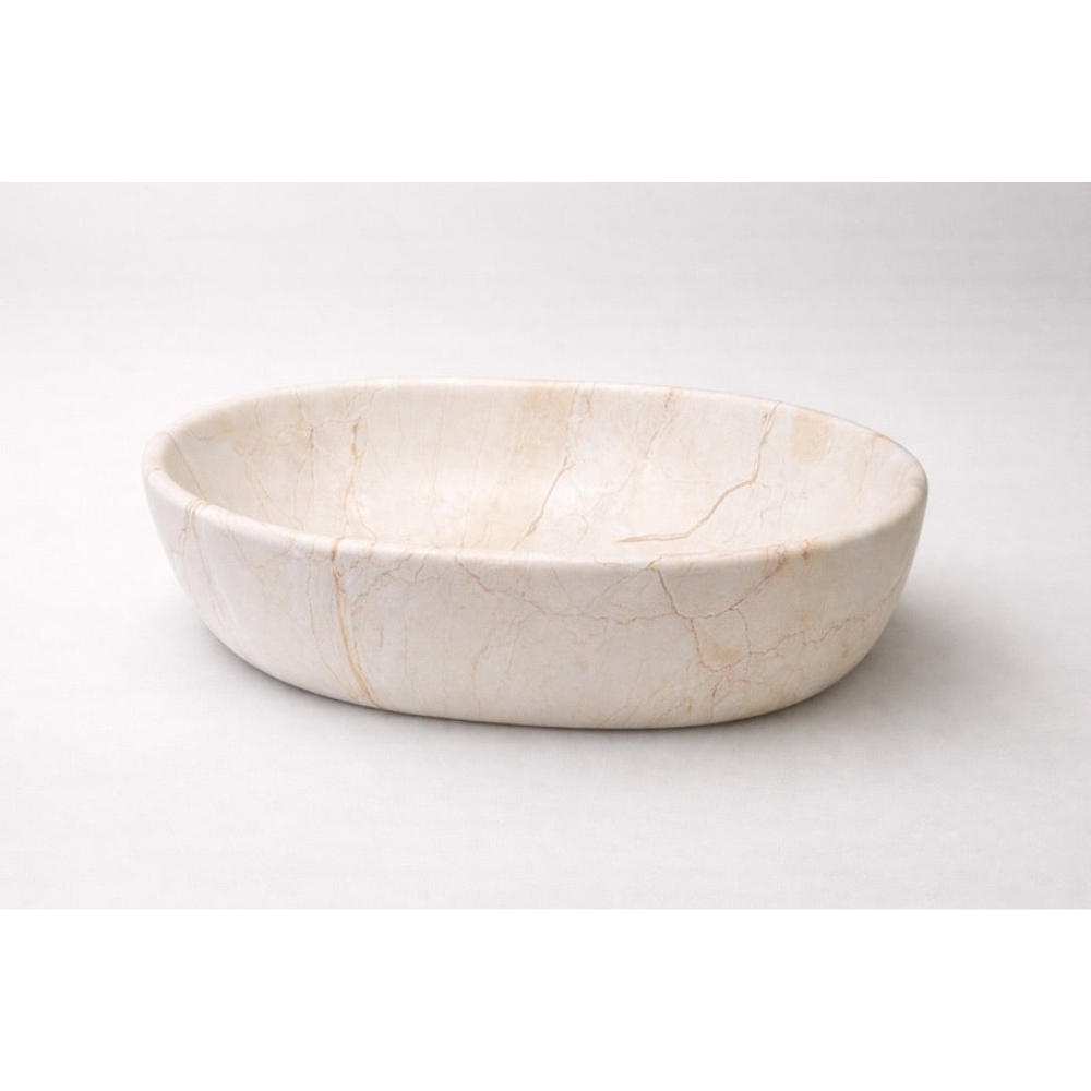 CLAYA OVAL ABOVE COUNTER BASIN MATTE BEIGE STONE MARBLE LOOK 485MM