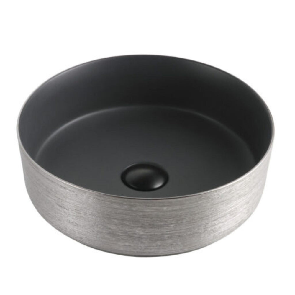 RIVA 3018 ABOVE COUNTER BASIN BRUSHED SILVER & MATTE BLACK 360MM