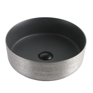 RIVA 3018 ABOVE COUNTER BASIN BRUSHED SILVER & MATTE BLACK 360MM